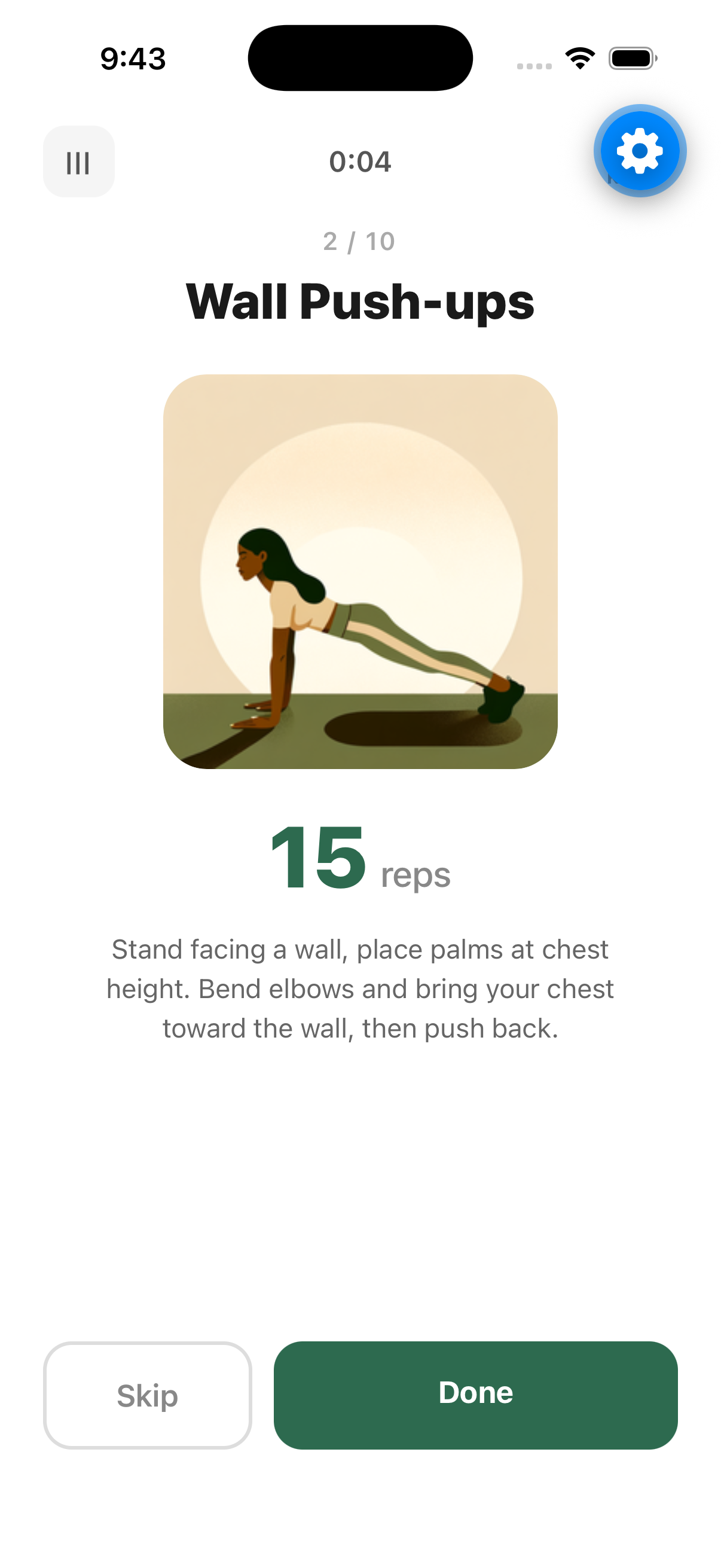 Exercise screen — Push-ups